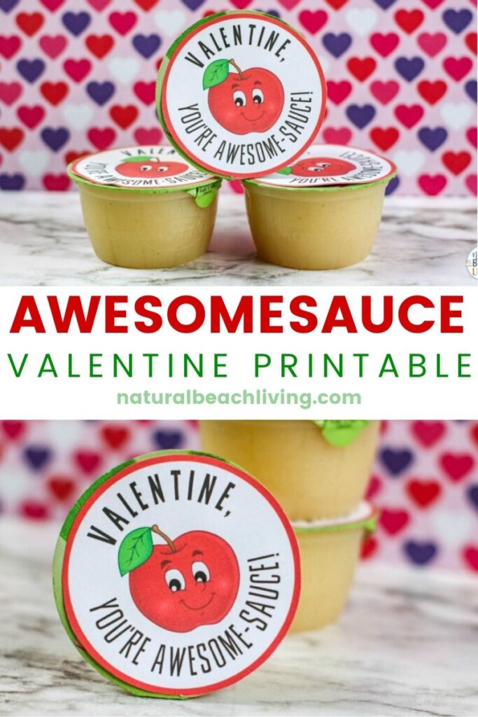 This Applesauce Valentine Printable is a fun way to give unique and fun Preschool Valentine Cards. Let your child put these Awesomesauce Valentine Printable together for friends! Use these for Homeschool preschool printables and Kid Valentine Cards. They are sweet and kids love them. Kindergarten Valentine Cards, Free valentines day cards 