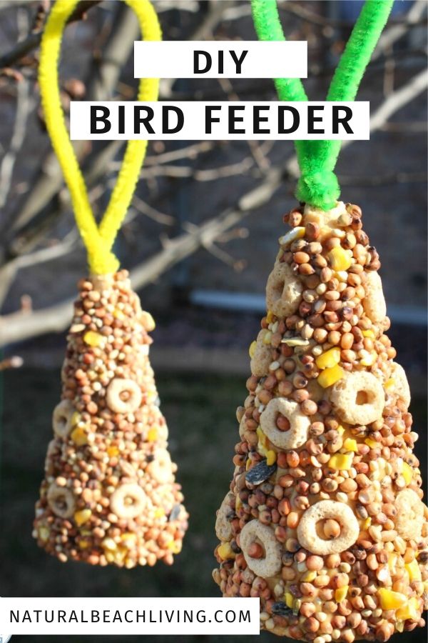 This Ice Cream Cone Bird Feeder is such a simple project. Perfect for Spring, Summer, Earth Day, or any time of the year. Your backyard birds will be very happy with these Bird Seed Ornaments! This is a simple Kid Made Bird Feeder with only a few ingredients. See how to make a bird feeder with over 30 homemade bird feeders