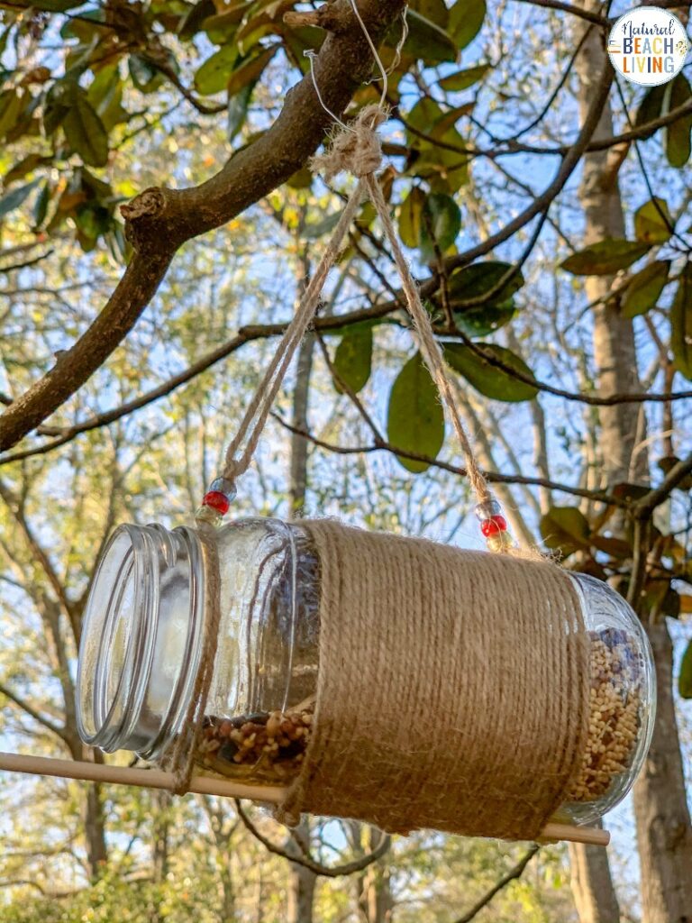 Mason Jar Bird Feeder Easy DIY Bird Feeder Natural Beach Living