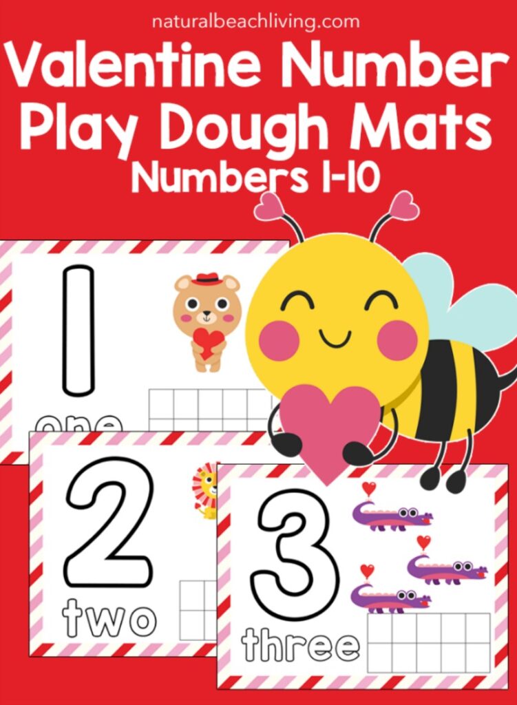 Valentine Number Playdough Mats For Preschoolers Natural Beach