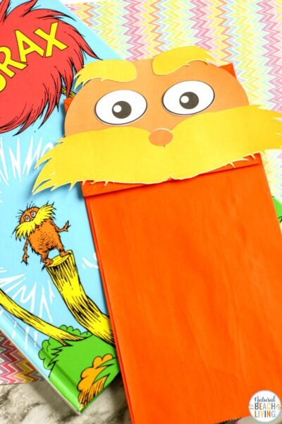 The Lorax Paper Bag Puppet Craft with Free Lorax Template - Natural ...