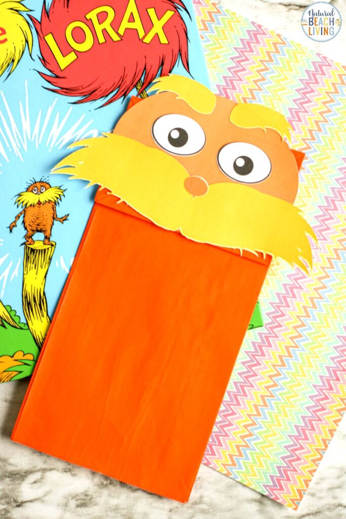 The Lorax Paper Bag Puppet Craft with Free Lorax Template - Natural ...