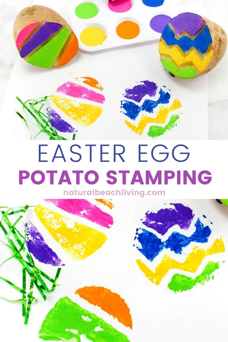The Best Easter Egg Potato Stamp Ideas for Kids, This is such a Great Easter Craft for preschoolers, toddlers, and Kindergarten children, Check out the cutest Easter Craft and how to make Potato Stamping for kids, Easter Art for preschoolers, and Spring Activities for Kids, Easter ideas for preschoolers