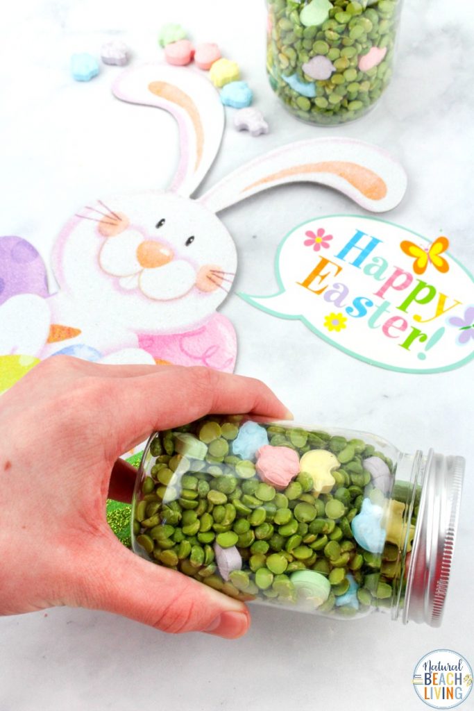 These Easter I Spy Sensory Bottles are fun for kids to make and play with. They're the perfect addition to any Easter basket, too! Easter Seek and Find Bottles are a fun game for toddlers and preschoolers. Spring Sensory Bottles and Find it Bottles for Easter activities.