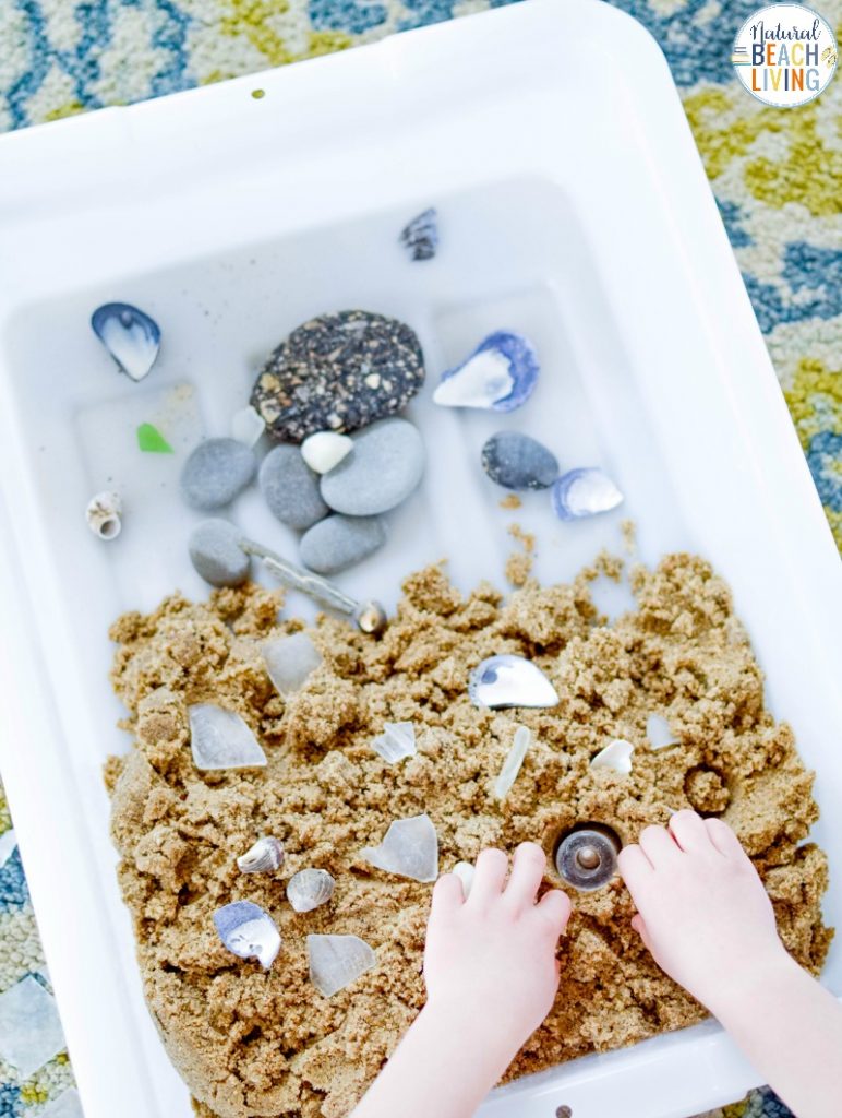 This Beach Sensory Bin is so much fun! The kids will love the fact they can have a little bit of messy play and creativity, too! Add Ocean Sensory Activities for Toddlers and Preschoolers to your themed learning or summer activities. 
