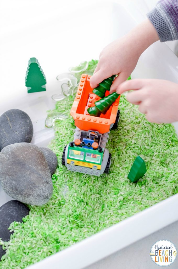 This Lego Transportation Theme Sensory Bin is such a fun way to work on fine motor skills and imagination. There are so many fun things to do with Lego. Add this Sensory Activity to your preschool Transportation theme the kids will love it