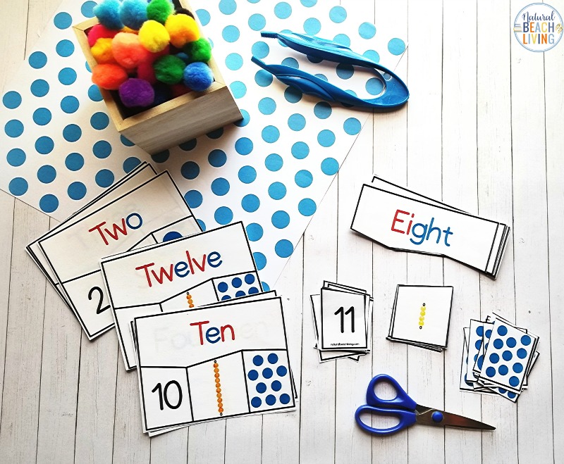 These Montessori Math Activities are great for preschoolers and kindergarten. With these Preschool Math Activities, your child will learn to count, learn word numbers, number recognition, and more. Math Activities that include the numbers 1-20, Plus, These Montessori math Printables are amazing