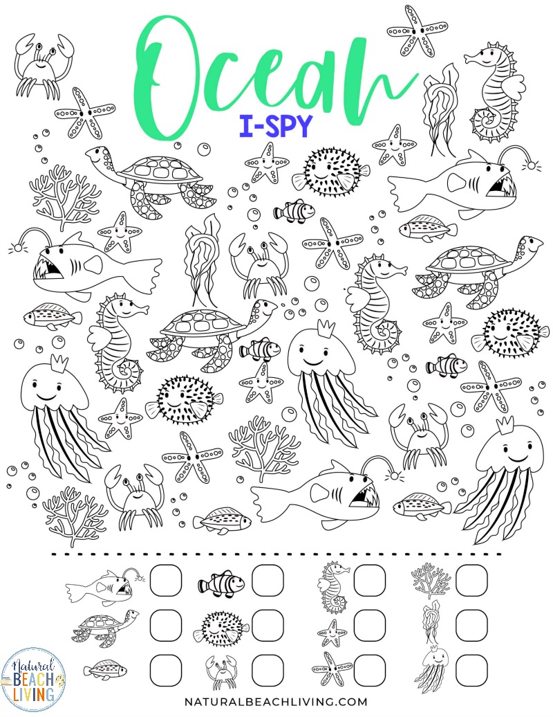 Free Printable Ocean Activity Pages for Preschoolers and Kindergarten