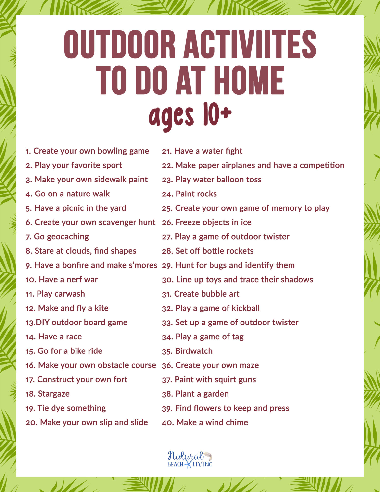 Outdoor Activities to Do at Home for Pre Teens and Teens
