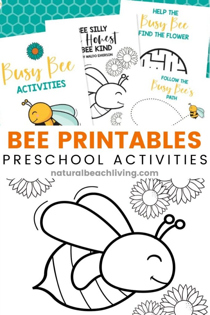 These Preschool Bee Printables are a fun way to learn about bees. They help your child be creative and are also educational. These Free Bee Coloring Pages and Printable Activities for Kids are perfect for toddlers, preschoolers, and Kindergarten. Add these to your Bee Theme