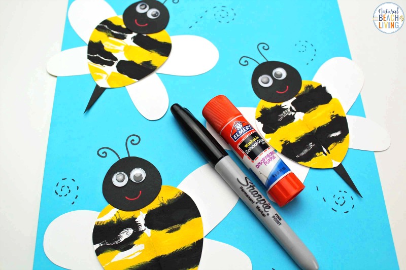 Kids love this Preschool Bee Art Activity! Not only will your kids create the cutest bees ever, but it's a really fun bee art project for kids to enjoy this summer. See how easy this Preschool Bee Craft with a Free Bee Template is for squish painting fun. Add this activity to your insect theme