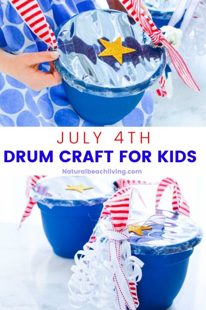 Make a 4th of July Drum for Kids, Playing drums with your kids is a great way to introduce them to rhythm, timing, and to learn about other cultures around the world through music. This Drum Craft for Kids is perfect for a patriotic craft idea or 4th of July parade, Homemade instruments for kids