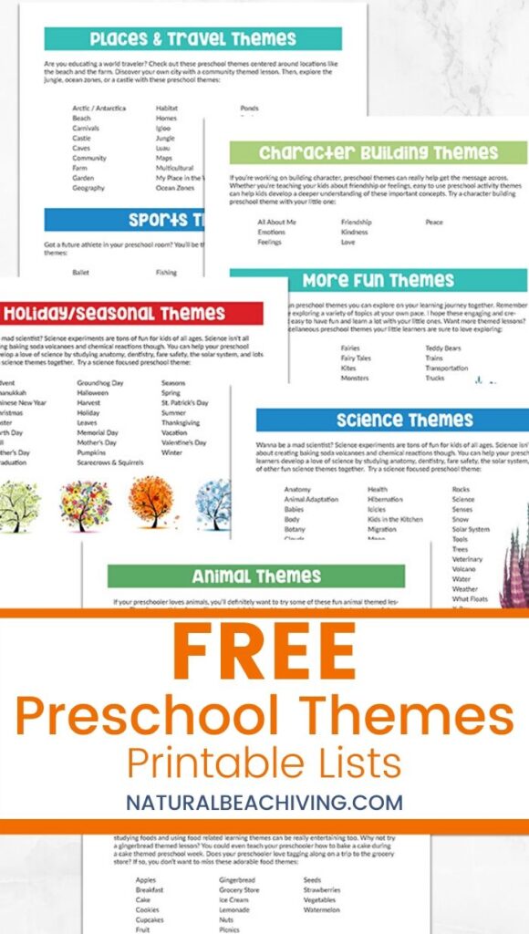 Find over 200 of The Best Preschool Themes and Preschool Lesson Plans, Whether you need ideas for alphabet activities, 100th Day of School. All About Me, Apples, Transportation Theme, Beach theme, Fall Theme, Spring themes, Fall Leaves. Farm, Feelings. Use thematic unit studies to engage children in learning. Themes for Preschool and Kindergarten, Tons of Pre-K activities and Preschool Topics