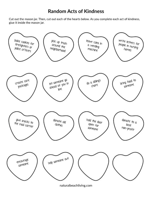 Kindness Jar Printable Template And Kindness Activity Natural Beach 