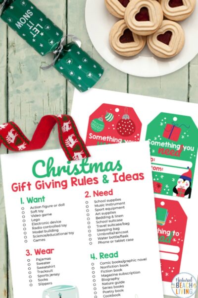 Four Gift Rule for Christmas Printable and Free Christmas Gift Tags - Natural Beach Living