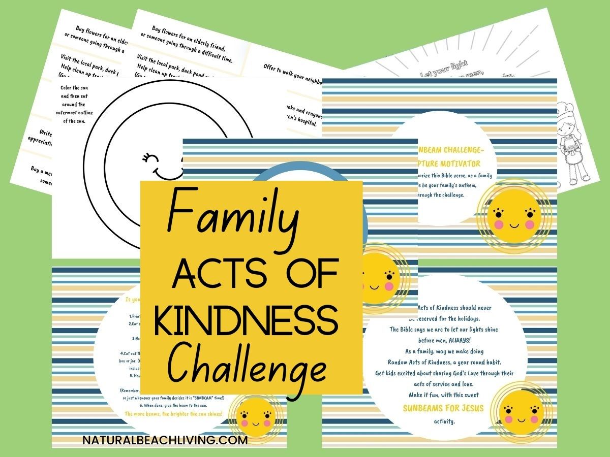 If you’re looking for ways to Encourage Generosity and Kindness in your family, you’re going to love the sunbeam acts of kindness challenge. This Family Acts of Kindness Sunbeam Challenge is a complete and Free Kindness Printable pack and makes perfect Acts of Kindness Ideas for Kids. Add Random Acts of Kindness a part of your life today. 