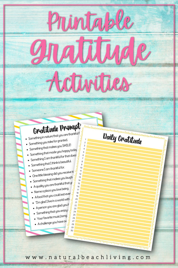Gratitude List Ideas – Printable Gratitude Prompts and Daily Journal