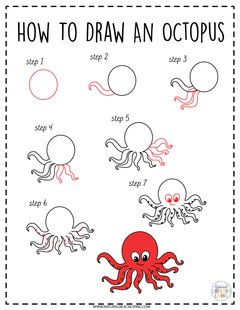 How to Draw Ocean Animals, Grab a set of these ocean animals Directed Drawing for Kids printables, These cute sea creatures are super fun to draw. Simple how to draw a step by step tutorial. Whether you use these in an Ocean Unit Study or Drawing Challenge Ideas, Drawing Themes are so much fun!