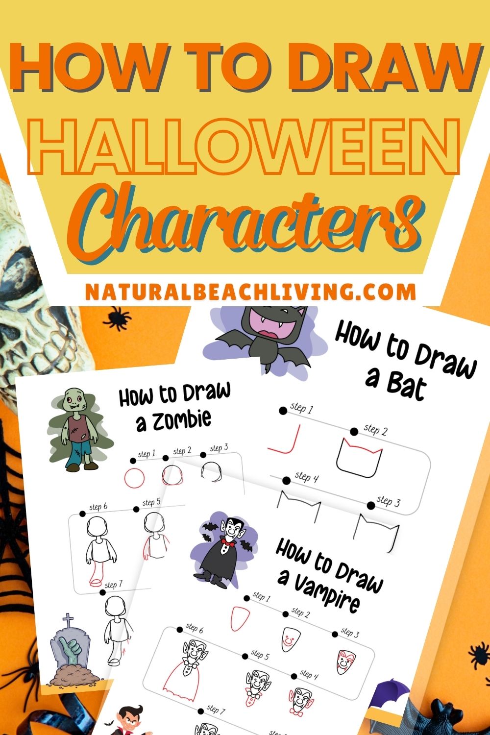 Bring spooky creativity into your classroom or home for Halloween with these How to Draw Halloween Characters Printables. Add these Directed Drawing Halloween Characters for an entertaining and educational activity to your Halloween Activities. 