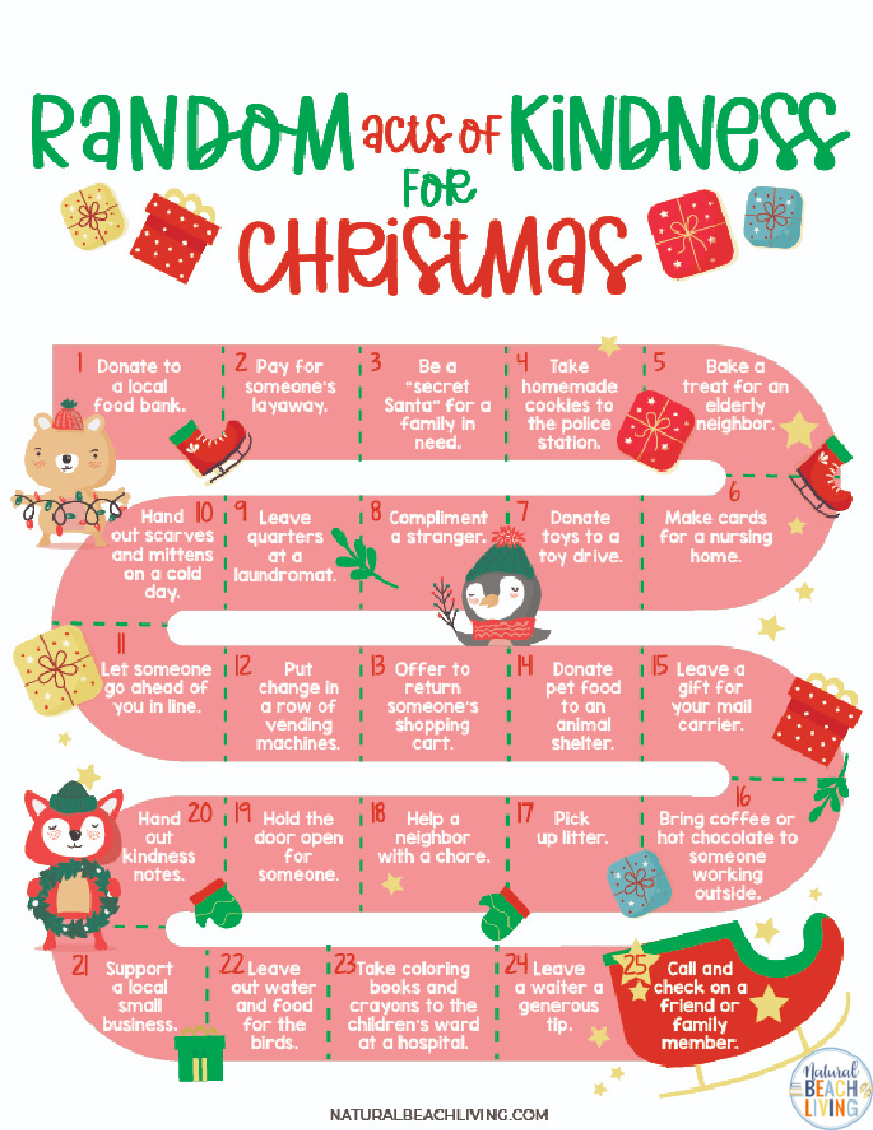 Are you searching for Random Acts of Kindness Christmas ideas your family can do together? If so, you’re in the right place. Find over 200 + Random Acts of Christmas Kindness for Kids, Great random acts of kindness Christmas ideas with free Kindness Printables, Learn and Teach How to show kindness at Christmas and What Christmas kindness is.  