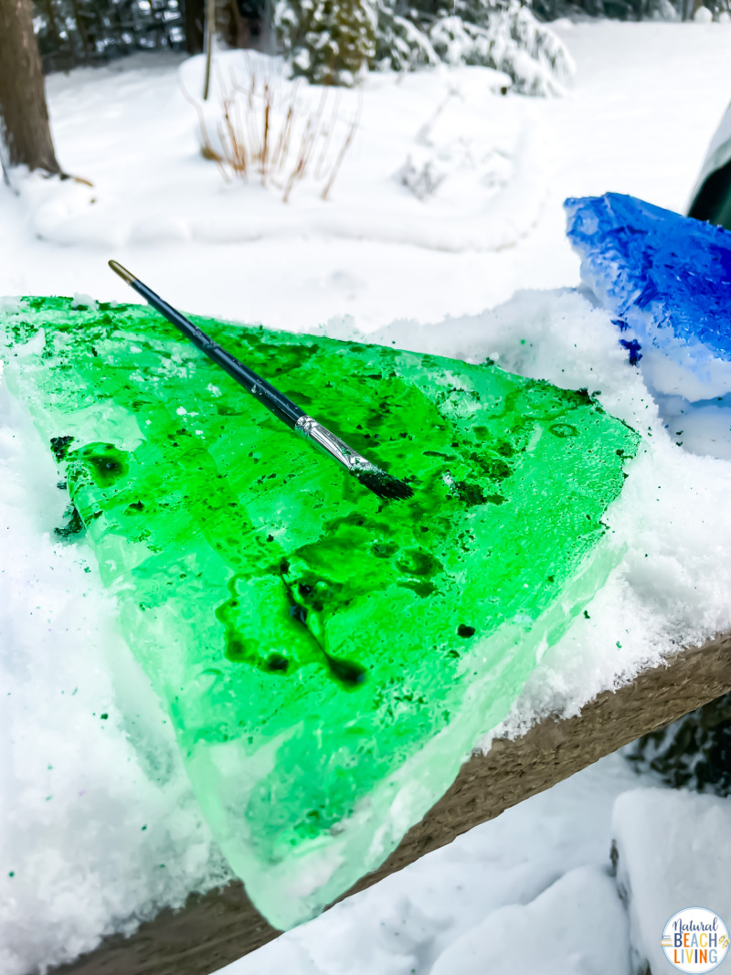 Encourage your kids with painting ice rainbow art. Your little one will love painting cool winter scenes, rainbows, making ice crystal palaces, and more with their own watercolors and brush strokes on ice blocks. Ice Painting Rainbow Art is a super simple way for them to express themselves creatively.