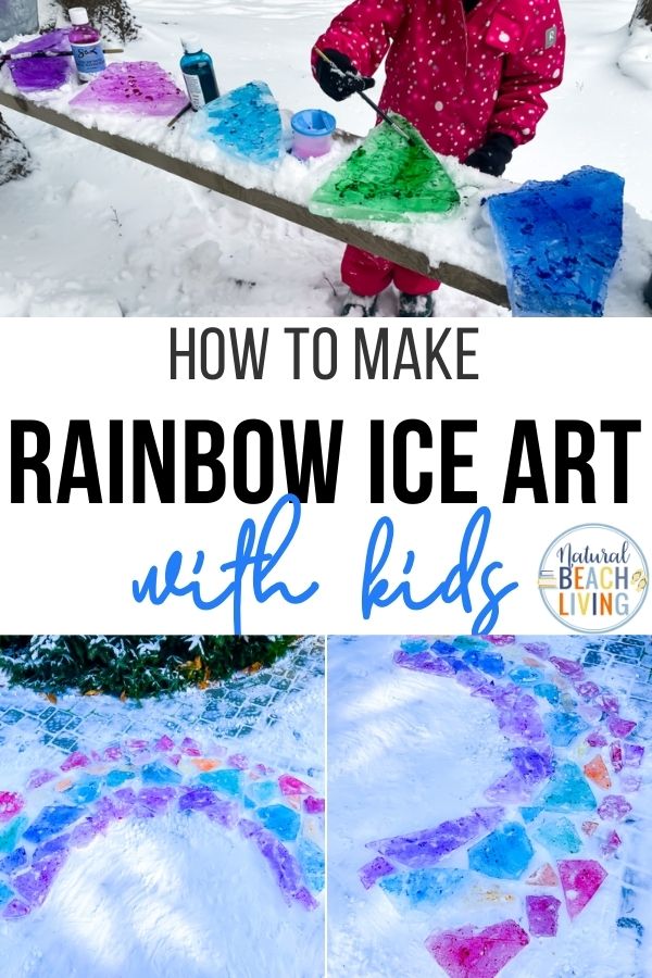 Rainbow Painting on Ice for a Process Art Activity