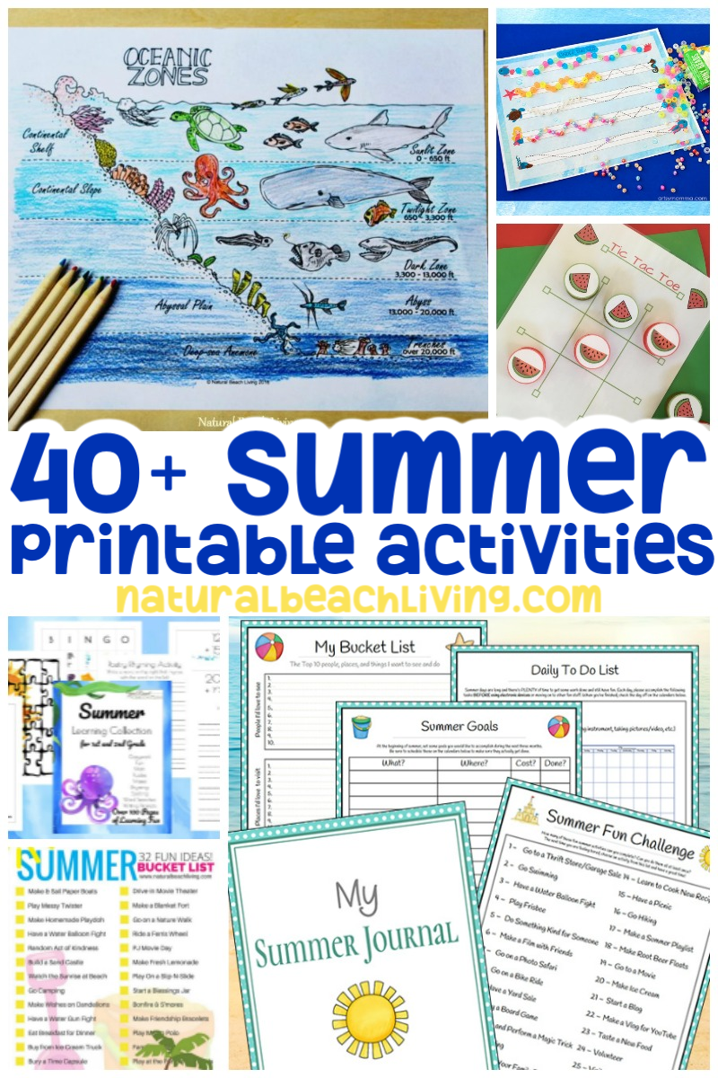 a fantastic list of printable summer activities for kids, keep them happy, engaged, and learning all summer long while they're having fun! You'll find bucket lists, summer schedules, family fun packets, printable games, summer camp activities, themed activities, and so much more